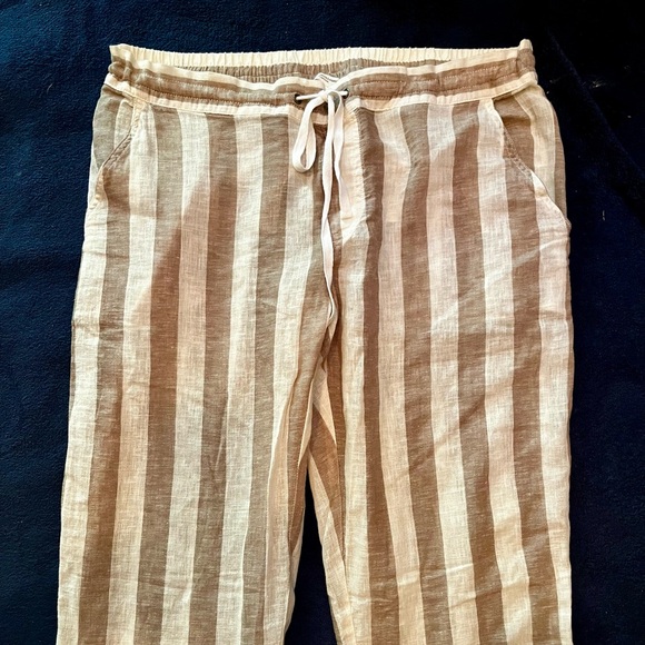 NWOT Stripped Lenin Cotton Blend Beach Pants Size L - Picture 2 of 9